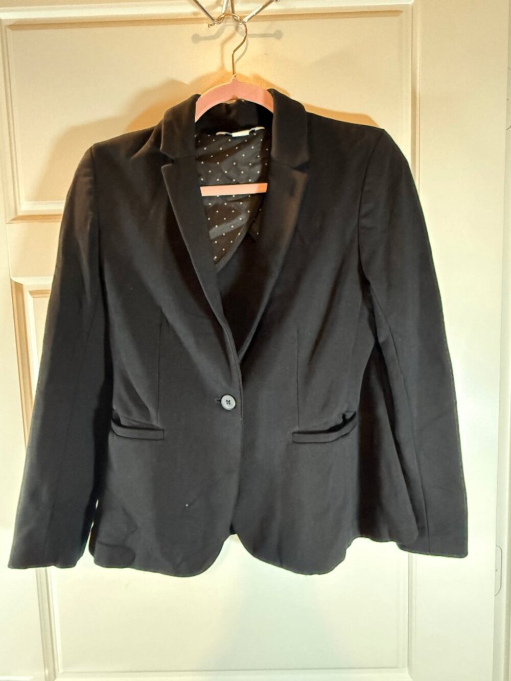 Black Blazer with Polka Dot Lining Size S